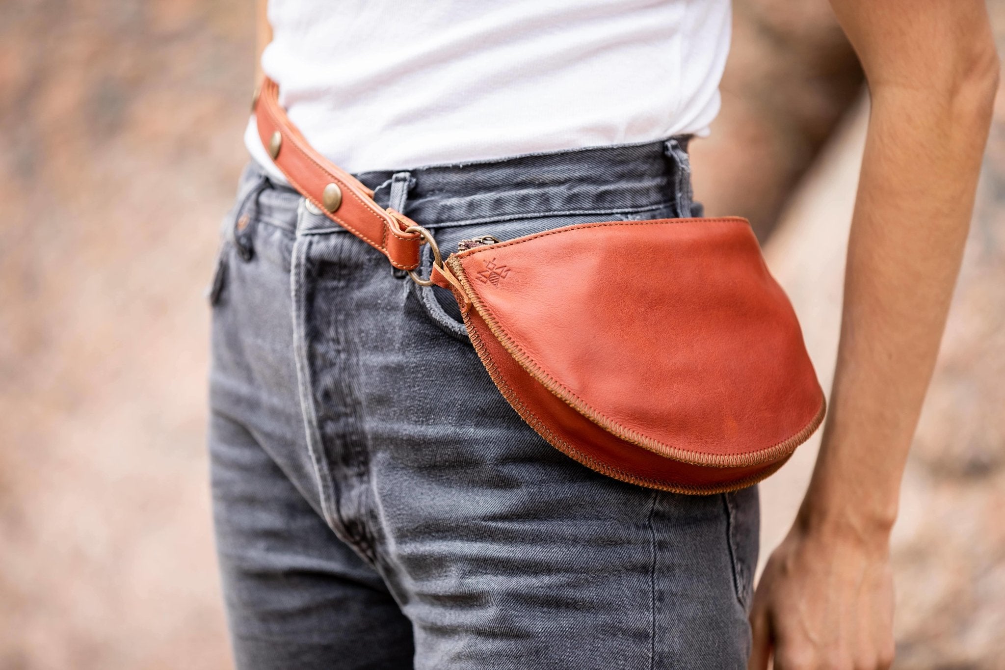 Cognac Leather Belt Bag Cognac Crossbody Lyons Leather Co