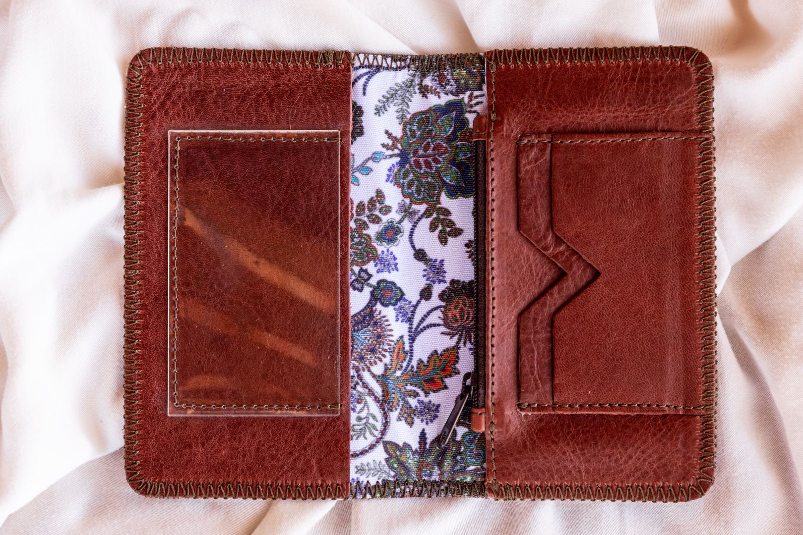 Cognac Leather Wallet for Travel | Lyons Leather Co.